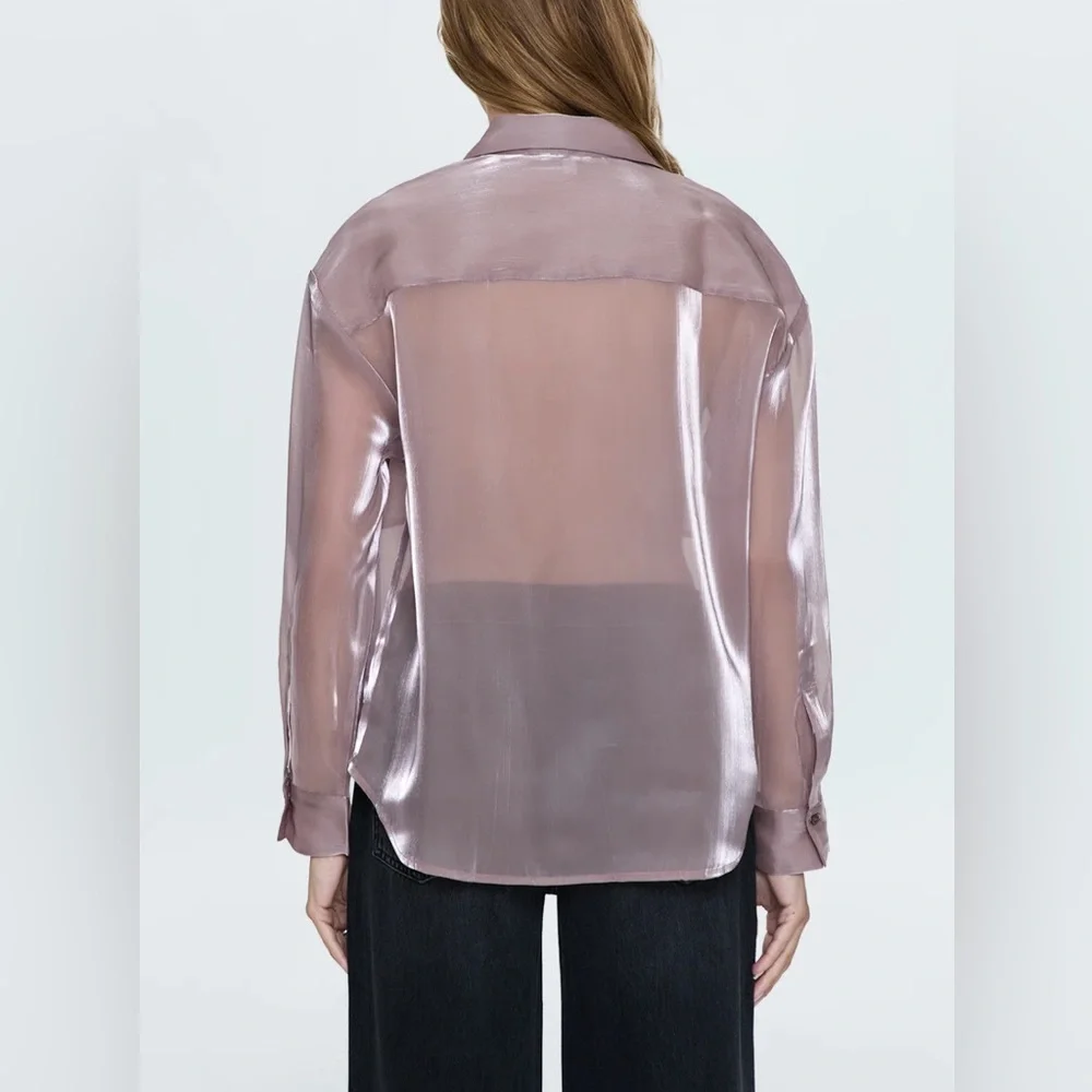 Pistola Miranda Sheer Shirt - Pink Plum - Picture 3 of 5